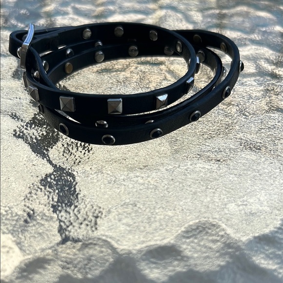 Stella & Dot Jewelry - Black Studded Leather Wrap Bracelet